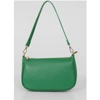 Italian Leather Baguette Bag - Bright Green, Pebbled