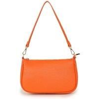 Italian Leather Baguette Bag - Orange, Pebbled