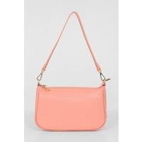 Italian Leather Baguette Bag - Salmon Pink, Pebbled