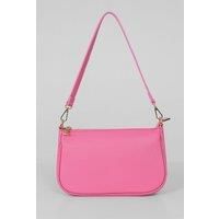 - Italian Leather Baguette Bag - Hot Pink, Pebbled