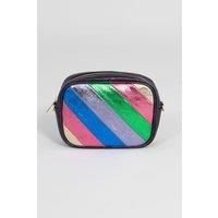 Beau Italian Leather Rainbow Striped Crossbody Camera Bag