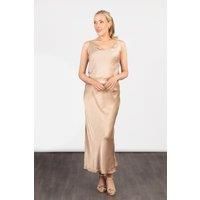 Cassie Silky Midi Slip Skirt - Gold