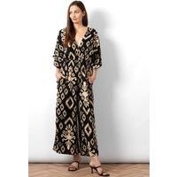 Lyra Deep V-neck Jumpsuit - Black, Ikat