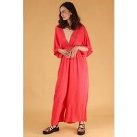 Jilly Deep V Jumpsuit - Coral, Dobby Stripe