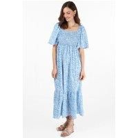 Sarta Women's Briar Milkmaid Maxi Dress - Blue, Ditsy Floral in Baby Blue | Size: Medium