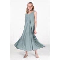 V-Neck Maxi Trapeze Dress in Sage Green