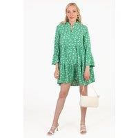 Alison Tiered Mini Dress- Green, Daisy Floral