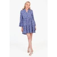 Alison Tiered Mini Dress - Blue, Daisy Floral