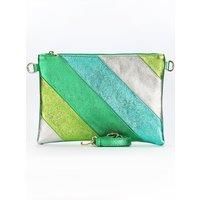Essie - Italian Leather Wristlet Clutch Bag - Green Rainbow, Metallic