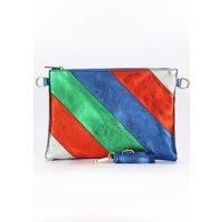 Essie - Italian Leather Wristlet Clutch Bag - Royal Blue Rainbow, Metallic