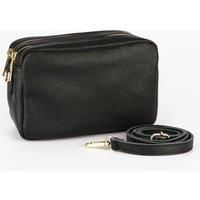 Naomi Italian Leather Crossbody Camera Bag - Black, Pebbled