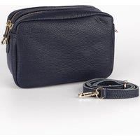 Naomi Italian Leather Crossbody Camera Bag - Navy Blue, Pebbled
