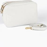 Naomi Italian Leather Crossbody Camera Bag - White, Pebbled