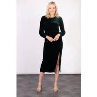 Ella Green Velvet Midi Dress