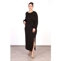 Ella Round Neck Midi Dress - Bronze, Glitter