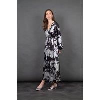 Ruby Wrap Top Maxi Dress - Silver, Metallic Oil Slick