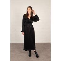 Ruby Faux Wrap Maxi Dress - Black, Metallic