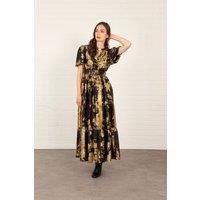 Roxy Tiered Maxi Dress - Black/Gold, Metallic Oil Slick