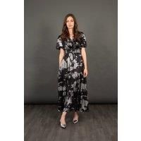 Roxy Tiered Maxi Dress - Black/Silver, Metallic Oil Slick