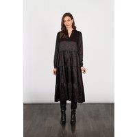 Frankie Leopard Print Tiered Midi Dress - Black