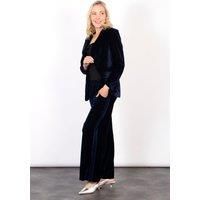 Max Wide Leg Trousers - Navy Blue/Blue, Velvet