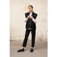 Raven Quilted Open Front Gilet - Black