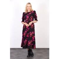 Hazel Midi Tea Dress - Fuchsia, Abstract Animal