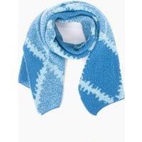 Sarta Women's Blue Crosshatch Heavyweight Winter Scarf