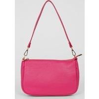 Italian Leather Baguette Bag - Raspberry, Pebbled
