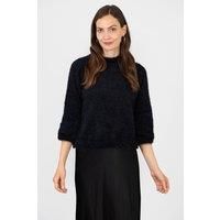 Heidi Cropped Knitted Box Jumper - Navy Blue
