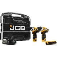 JCB 21-12TPK-WB-2 12V Combi Drill & Impact Driver 2 x 2.0AH Battery Charger Boxx