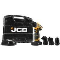 JCB 12V 4 in 1 Cordless Drill Driver, 2.0Ah Battery, Fast Charger, Variable Speed & Built in LED Light, 19+1 Position Torque in Power Tool Case, 3 Year Warranty