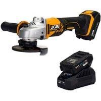 JCB - 18V Angle Grinder 2X 2.0Ah Li-ion Batteries with 2.4a Fast Charger - Angle Grinders - Stone, Paving and Metal Grinder - Professional Power Tools for Cutting, Grinding, Rust Removal & Polishing