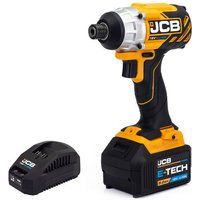 JCB 18V Brushless Cordless Impact Driver, 5.0ah Lithium-ion Battery, Fast Charger, Variable Speed & Built in Led Light, Rubber Grip and 3 Year Warranty