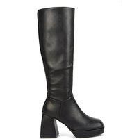 'Wren' Knee High Boots With Platform Chunky Flared Block Heel