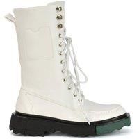 Womens Biker Boots Ladies Mid Calf Lace Up Chunky Flexible Sole Combat Booties