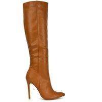 'Nora' Pointed Toe Zip Up Knee High Stiletto Heel Long Boots