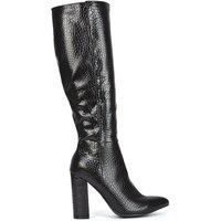'Rhode' Pointed Toe Block High Heel Long Knee High Boots With Zip