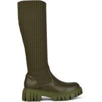 ESSEX GLAM Womens Knit Knee High Boots Ladies Chunky Grip Sole Winter Sock Biker Size 3-8