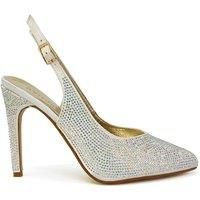 'Divine' Diamante Pointed Toe Slingback Bridal High Heel Stilettos
