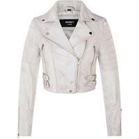 Ladies Cropped Jacket Short Body Gothic White Chic Biker REAL LEATHER Jacket