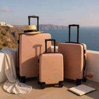 Infinity Leather Hardshell Suitcase Robust 8 Wheel Cabin Luggage Case Bag in Rose Gold