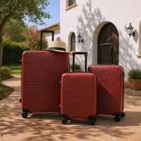 Infinity Leather Hardshell Suitcase Robust 8 Wheel Cabin Luggage Case Bag in Red | Size: Medium