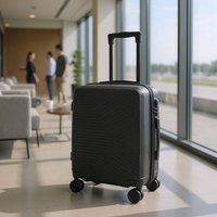 Infinity Leather Hard Shell Cabin 48 x 37 x 20 cm Luggage Suitcase Suitable for Easyjet, Ryanair in Black