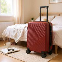 Infinity Leather Hard Shell Cabin 48 x 37 x 20 cm Luggage Suitcase Suitable for Easyjet, Ryanair in Red