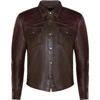 Men’s Brown Genuine Leather Jacket Slim Fit Shirt Jeans Jacket Retro Trucker