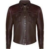 Men’s Brown Genuine Leather Jacket Slim Fit Shirt Jeans Jacket Retro Trucker