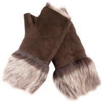 Infinity Leather Womens Warm Winter Shearling Brown Toscana Fingerless Cuffs Toscana Suede Sheepskin Mitten Gloves