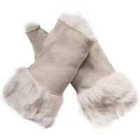 Infinity Leather Women's Shearling Mittens Fingerless Cuffs Toscana Suede Sheepskin Fur in Light Grey