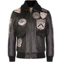 Men/'s Leather Black Jacket Sheepskin Collar Maverick Flying A2 Bomber XS